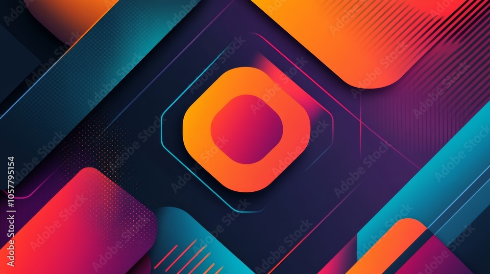 Poster abstract geometric background with overlapping shapes and contrasting bright colors. create a dynami