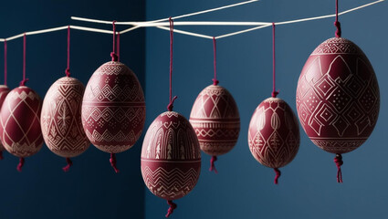 Easter eggs hanging on the wall