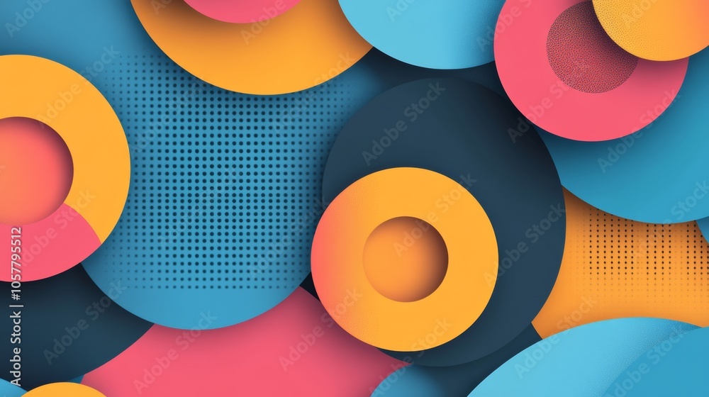 Poster abstract geometric background with overlapping shapes and contrasting bright colors. create a dynami