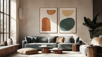 Abstract Art Collection Featuring Organic Shapes in Pastel Colors, Perfect for Modern Homes