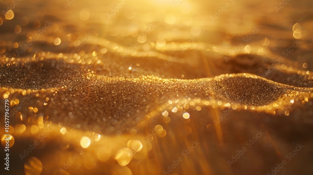 Poster warm sand texture with bright bokeh effect
