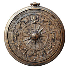 Naklejka premium A vintage compass with a hand-carved frame