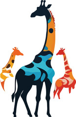 Colorful Giraffe Illustration vector design, Giraffe logo, Giraffe icon Design