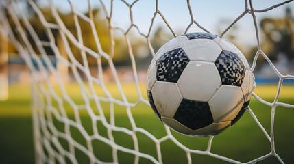 soccer ball in goal net