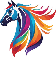 Colorful Horse Illustration vector design, Horse logo and icon Design