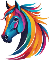 Colorful Horse Illustration vector design, Horse logo and icon Design