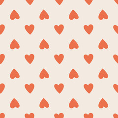 All over seamless vector repeat pattern with ditsy small red hand drawn doodle hearts tossed background. Simple cute Valentines day background