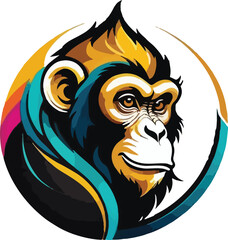 Colorful monkey vector design, monkey Illustration vector design, monkey logo design