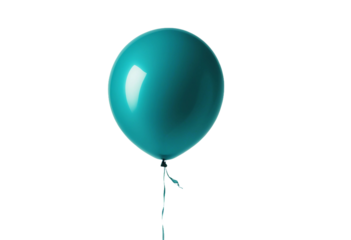 Dark turquoise balloon isolated on transparent background cutout