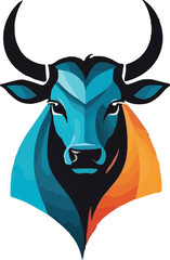 Colorful Ox Illustration vector design, Ox logo and icon Design