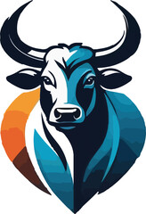 Colorful Ox Illustration vector design, Ox logo and icon Design