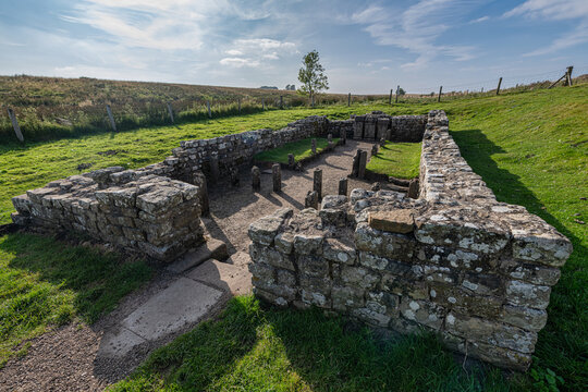 Ancient Roman Temple of Mithras at Crawburgh Roman Fort, on Hadrian's Wall Path near Carraw, Northumberland, UK