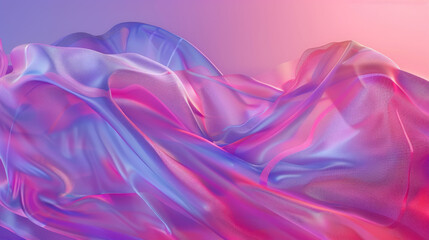 Obraz premium Abstract background with colorful flying fabric, fluid and wavy shapes in pink, purple and blue colors, 3D rendering illustration. Elegant wallpaper design for poster.