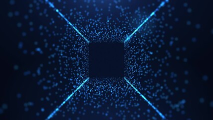 Abstract futuristic cyber world scene, sci-fi particle tunnel, technology glowing surface, neon night scene, digital science background 4K animation, virtual reality concept.