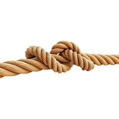 A close-up of a knotted rope illustrating texture and detail, emphasizing the complexity of its intertwined fibers.