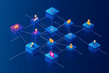 Digital Network Architecture Connected People and Information Sharing
