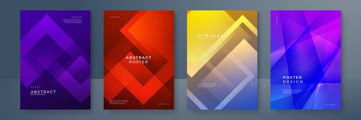 Fototapeta premium Colorful Modern Abstract Poster Designs with Geometric Shapes