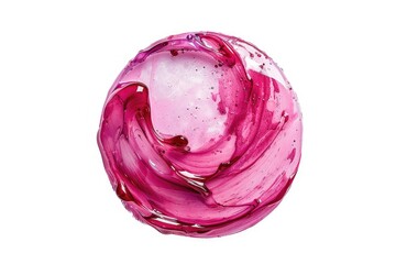 Fototapeta premium Pink and crimson nail polish blobs on white background.
