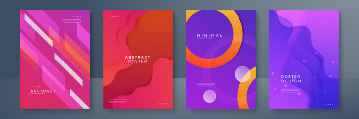 Modern Abstract Posters with Vibrant Geometric and Gradient Designs
