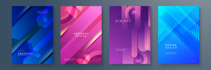 Naklejka premium Modern Abstract Posters With Bold Geometric Designs