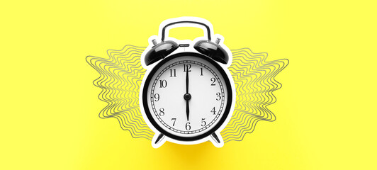 Alarm clock on color background