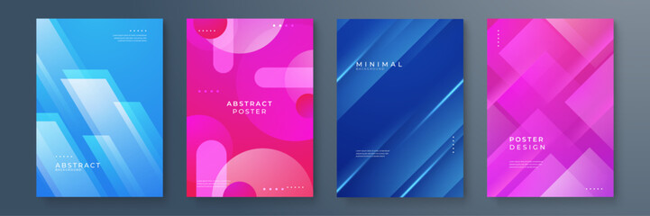 Colorful Modern Abstract Poster Designs with Geometric Shapes
