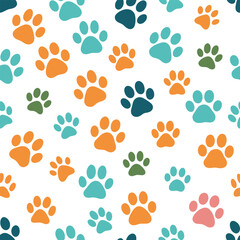 Print Playful Paw Print Seamless Pattern Colorful Animal Paw Prints for Backgrounds Textiles and Resource