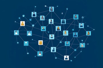 Naklejka premium Digital Network of Connected Profiles and Shared Ideas