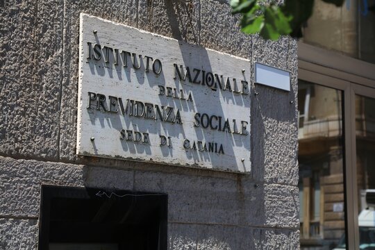 CATANIA, ITALY - AUGUST 2, 2024: INPS building in Catania city on Sicily island, Italy. INPS is the National Institute for Social Security (Italian: Istituto nazionale della previdenza sociale).