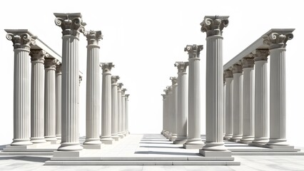Pair of Classical Columns Isolated on White Background