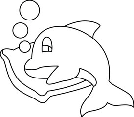 Dolphin Surfer Surfboard Animal Vector Graphic Art Illustration