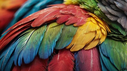 Obraz premium Closeup of a colorful parrot with feathers 