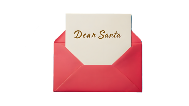 Dear Santa Letter on Transparent Or White Background