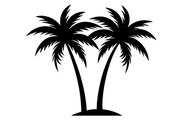 Palm trees silhouette vector illustration on white background.