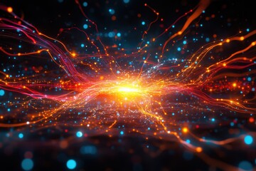 Vibrant Energy Glow in Abstract Quantum Computing Scene
