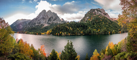 Aigüestortes i Estany de Sant Maurici National Park. View of the Lake Sant Maurici