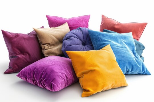 Colorful pillows isolated on white