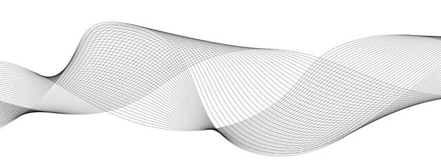 Fototapeta na wymiar Abstract wavy white and grey curved lines on transparent background. Frequency sound wave lines and technology background, Design for brochure, flyer, banner, template, business wave lines background.