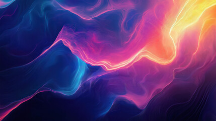 Obraz premium A vibrant abstract image with vivid flowing waves in purple, pink, and orange hues. colors and flowing lines give dynamic, modern feel. creative background
