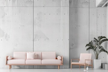Modern minimal furniture with white background studio style  mixing textures.
