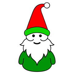 vector outline Holiday Gnome: A quirky little gnome with a tall hat and snowy beard.