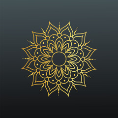 Vintage decorative mandala design background in gold color premium vector