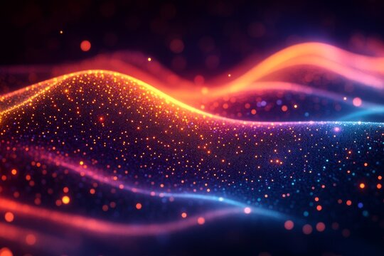 Abstract scatter plot, vibrant dots, conceptual design, futuristic feel