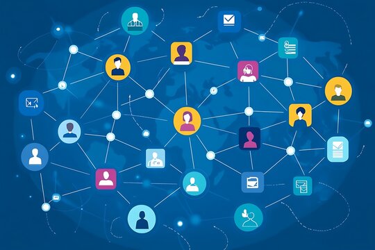 Global Network of People Connected by Technology
