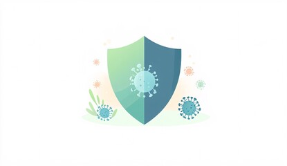 Obraz premium A shield protecting against viruses with floating virus icons