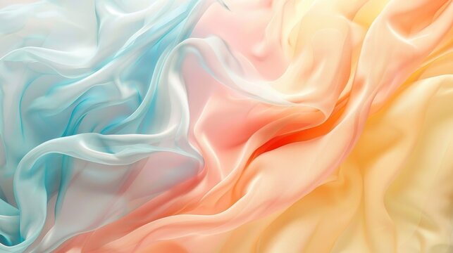 Fototapeta An abstract pastel background with swirls of baby blue, peach, and lavender