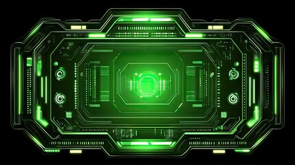 Fototapeta premium Bright green tech background with polygonal lines and shapes, creating a futuristic network