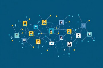 Global Social Network Illustration with Twitter Connection Nodes