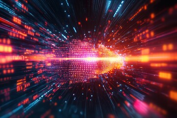 Fototapeta premium Vibrant Quantum Computing Core with Intricate Design