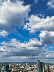 High Angle View of iconic Buildings at Central Greater Manchester City Centre and Tall Buildings During Golden Hour of Sunset over England UK. May 5th, 2024.